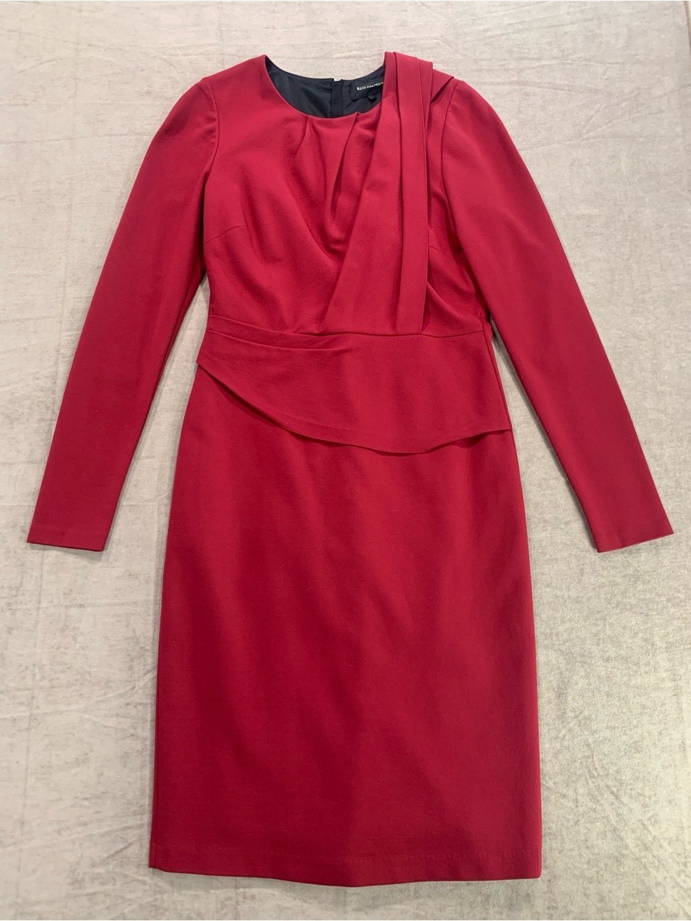 Kobi Halperin Crimson Body-Hugging Asymmetrical Pleated Sheath Dress Size 10